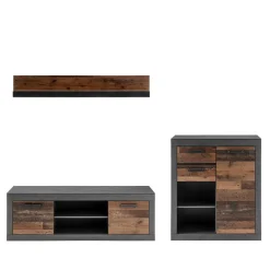 Wohnen Zweifarbige TV Wohnwand Kombi - Timuras (dreiteilig)