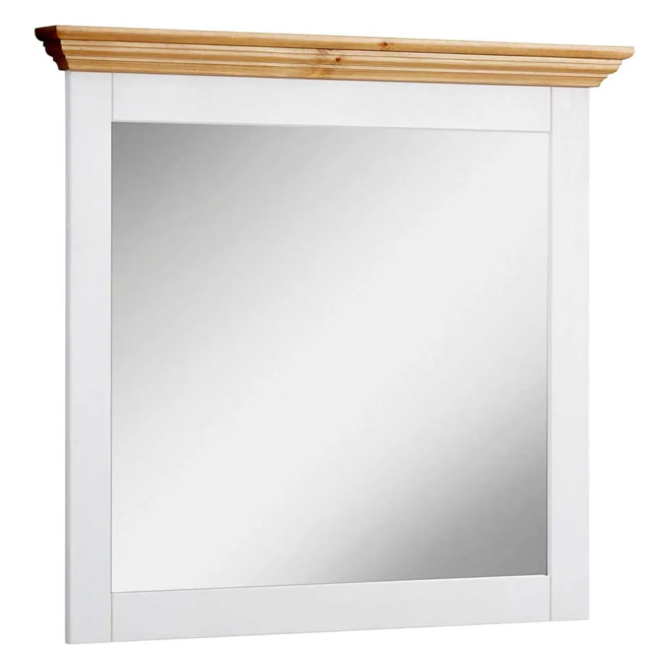 Wohnen Zweifarbiger Landhaus Spiegel mit Massivholzrahmen - Axdonira