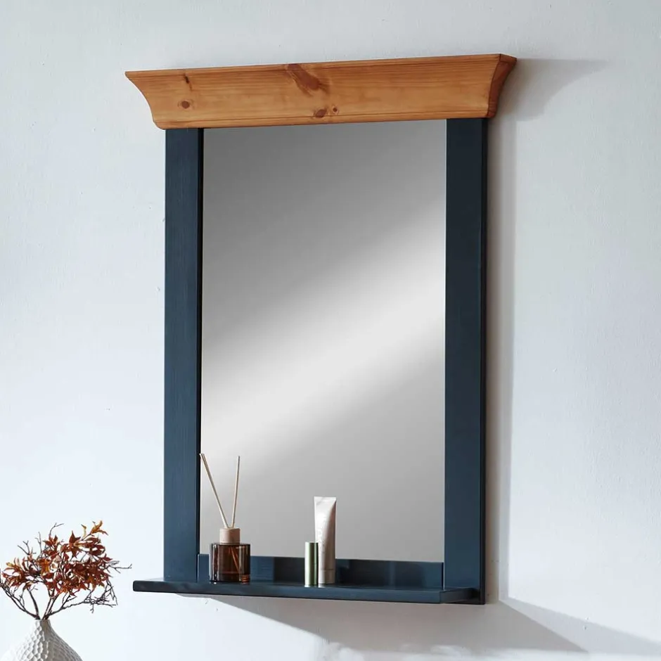 Wohnen Zweifarbiger Spiegel in Schwarz & Kiefer Laugenfarben - Strada