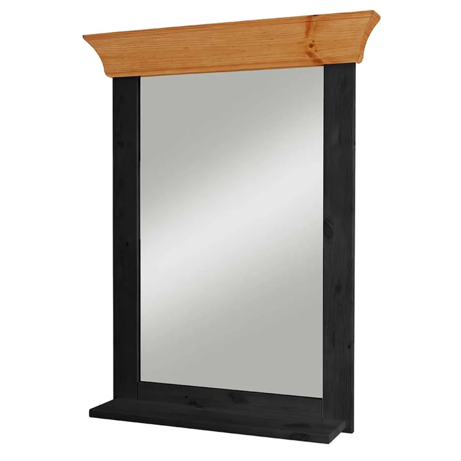 Wohnen Zweifarbiger Spiegel in Schwarz & Kiefer Laugenfarben - Strada