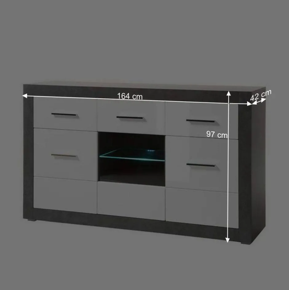 Zweifarbiges Design-Sideboard 97cm hoch - Istensa^Wohnen Best