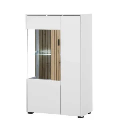 Wohnen Zweifarbiges Highboard mit Glaseinsatz - Nenaloro