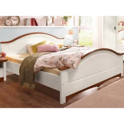 Wohnen Zweifarbiges Landhaus Bett aus Holz - Beapta