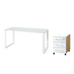 Wohnen Zweifarbiges Set Schreibtisch & Rollcontainer - Laszlo (zweiteilig)