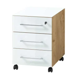 Wohnen Zweifarbiges Set Schreibtisch & Rollcontainer - Laszlo (zweiteilig)