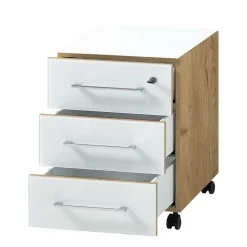 Wohnen Zweifarbiges Set Schreibtisch & Rollcontainer - Laszlo (zweiteilig)