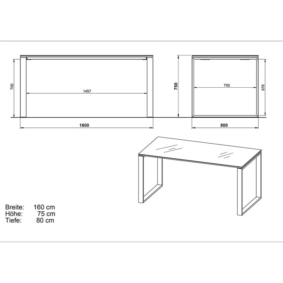 Wohnen Zweifarbiges Set Schreibtisch & Rollcontainer - Laszlo (zweiteilig)