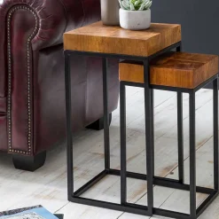 Zweisatz Quadrat Tische mit Holz - Naico (zweiteilig)^Wohnen Online