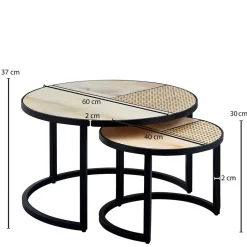 Zweisatz Sofatisch aus Holz & Rattan - Acapella (zweiteilig)^Wohnen Outlet