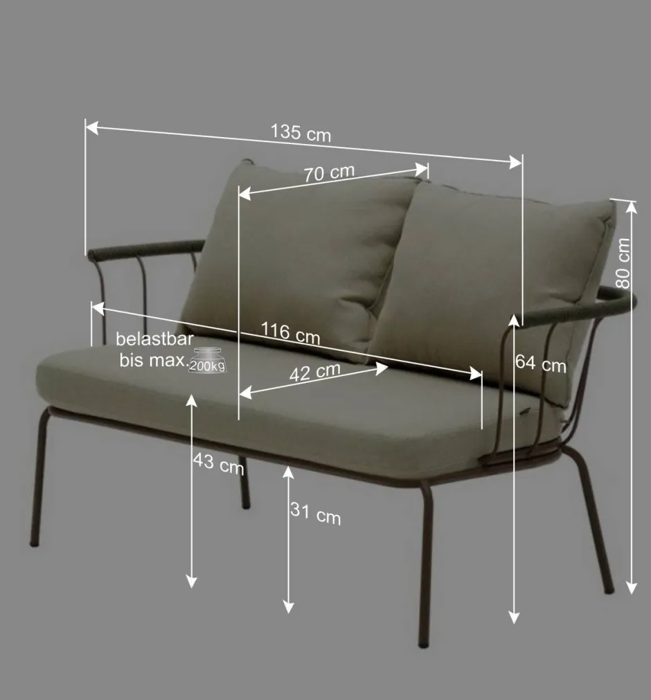 Zweisitzer Gartensofa in Braun - Ragusca^Wohnen Outlet