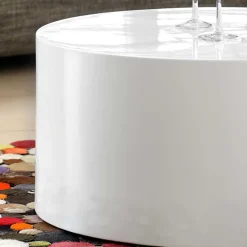 Wohnen Zylinder Design Couchtisch in Hochglanz Weiß - Reading